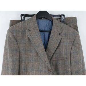 Hugo Boss Suit Brown Plaid Rossellini/Movie Wool Tweed USA 2 Piece 42R 36x33